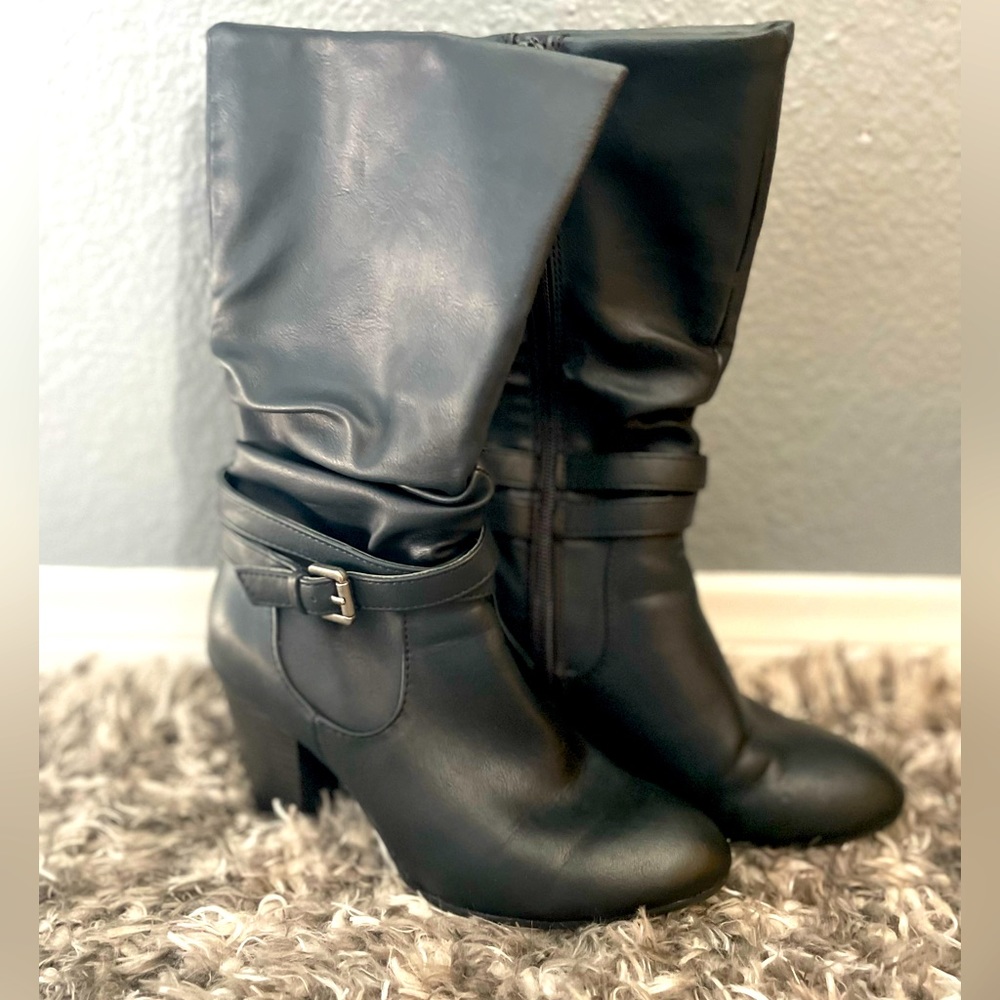 Black midcalf boots
